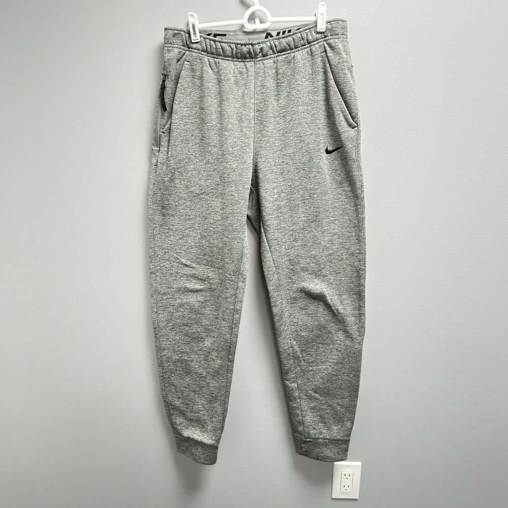 Nike Therma-FIT Dri-FIT Tapered Training Pants Mens Medium Gray Fleece Joggers